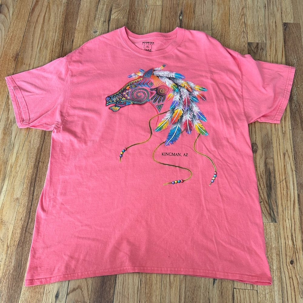 Vintage Y2K Sportex Arizona Pink Graphic T Horse Southwestern Native American XL